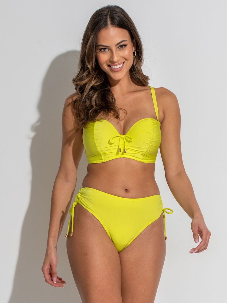 Pour Moi Yellow Santa Cruz Strapless Lightly Padded Underwired Bikini Top - Image 1 of 5