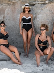 Pour Moi Black Non Padded Bermuda Padded Underwired Bikini Top - Image 2 of 5