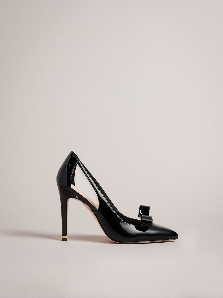 Ted Baker Black Orliney Patent Bow 100mm Cut-Out Detail Court Shoes - Image 1 of 5