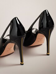 Ted Baker Black Orliney Patent Bow 100mm Cut-Out Detail Court Shoes - Image 3 of 5
