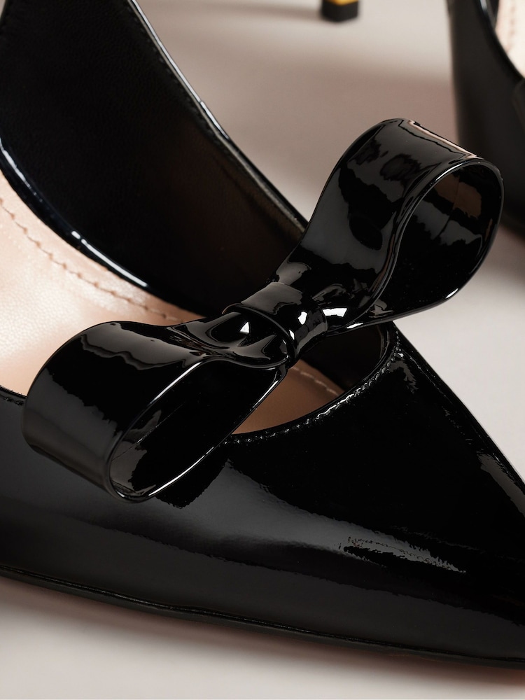 Ted Baker Black Orliney Patent Bow 100mm Cut-Out Detail Court Shoes - Image 4 of 5
