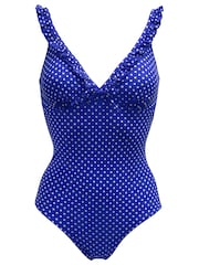 Pour Moi Blue Sicily Tummy Control Frill Swimsuit - Image 4 of 5
