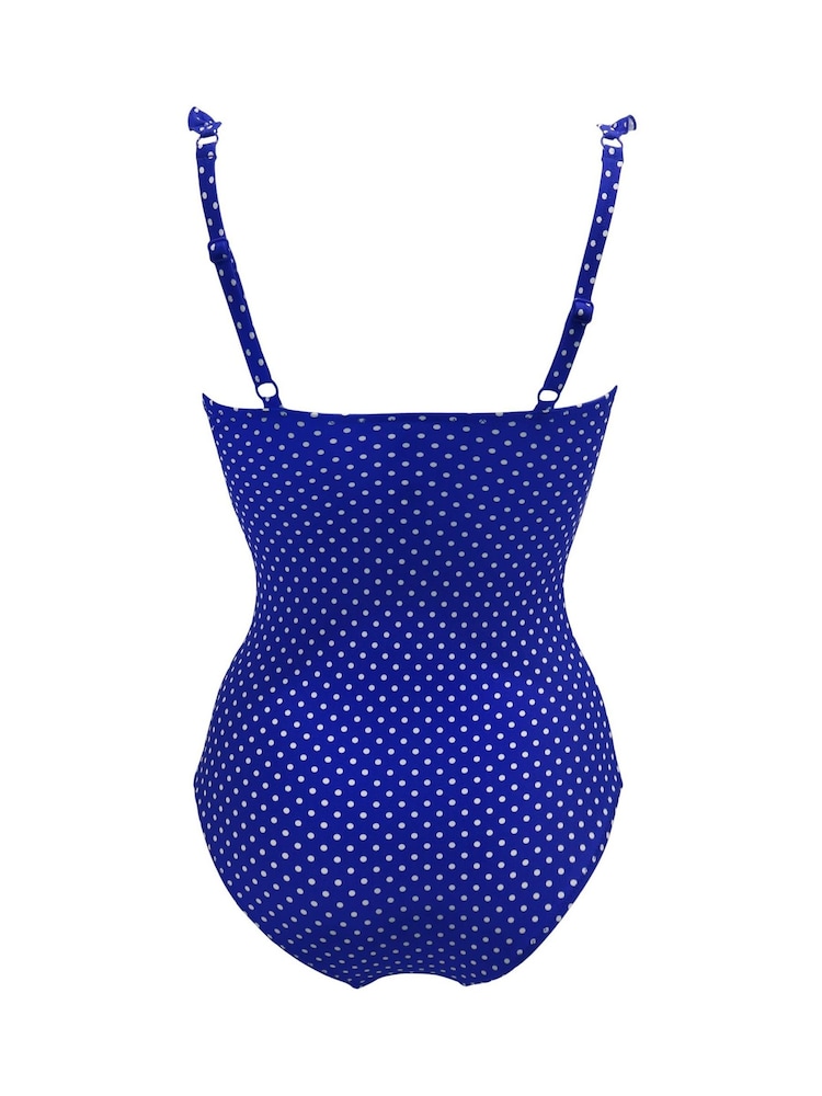 Pour Moi Blue Sicily Tummy Control Frill Swimsuit - Image 4 of 4
