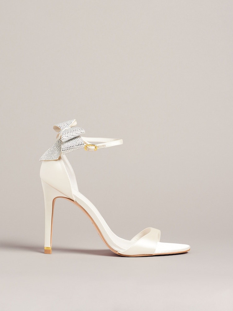 Ted Baker Natural Hemary Satin Crystal Bow Back Sandals - Image 1 of 4