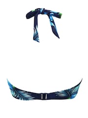 Pour Moi Blue Palermo Underwired Padded Halter Bikini Top - Image 4 of 4