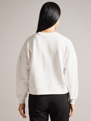 Ted Baker White Marelaa Sweatshirt With Bouclé Flower - Image 2 of 5