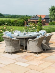 Maze Light Grey Garden Rattan Oxford 6 Seat Oval Ice Bucket Dining Set - Image 1 of 6