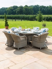 Maze Light Grey Garden Rattan Oxford 6 Seat Oval Ice Bucket Dining Set - Image 2 of 6