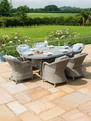 Maze Light Grey Garden Rattan Oxford 6 Seat Oval Ice Bucket Dining Set - Image 3 of 6