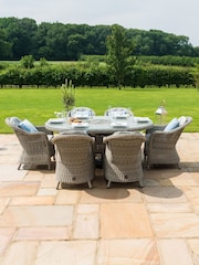 Maze Light Grey Garden Rattan Oxford 6 Seat Oval Ice Bucket Dining Set - Image 4 of 6