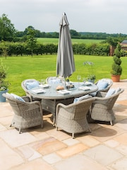 Maze Light Grey Garden Rattan Oxford 6 Seat Oval Ice Bucket Dining Set - Image 5 of 6