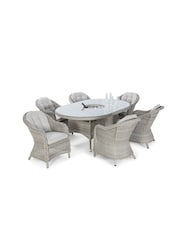 Maze Light Grey Garden Rattan Oxford 6 Seat Oval Ice Bucket Dining Set - Image 6 of 6