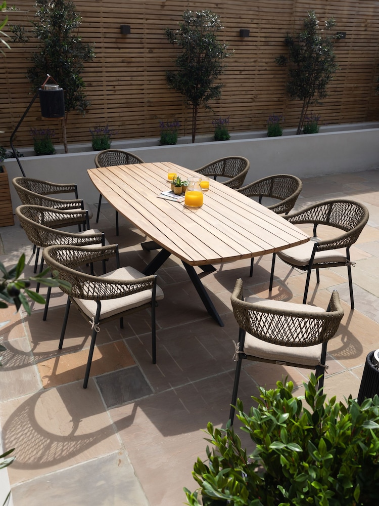 Maze Sandstone Garden Bali Rope Weave 8 Seat Oval Dining Set - Image 1 of 6