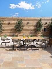 Maze Sandstone Garden Bali Rope Weave 8 Seat Oval Dining Set - Image 5 of 6