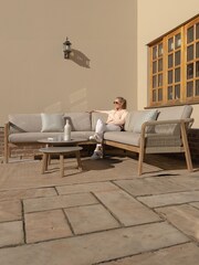 Maze Taupe Garden Martinique Wood Corner Sofa Set - Image 1 of 6