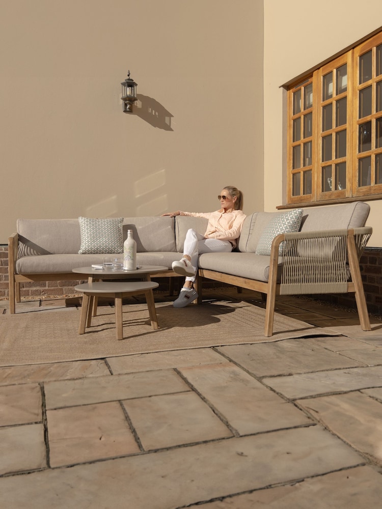 Maze Taupe Garden Martinique Wood Corner Sofa Set - Image 1 of 6