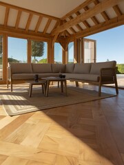 Maze Taupe Garden Martinique Wood Corner Sofa Set - Image 2 of 6