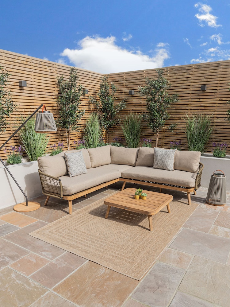 Maze Sandstone Garden Bali Rope Weave Corner Sofa Set - Image 1 of 6