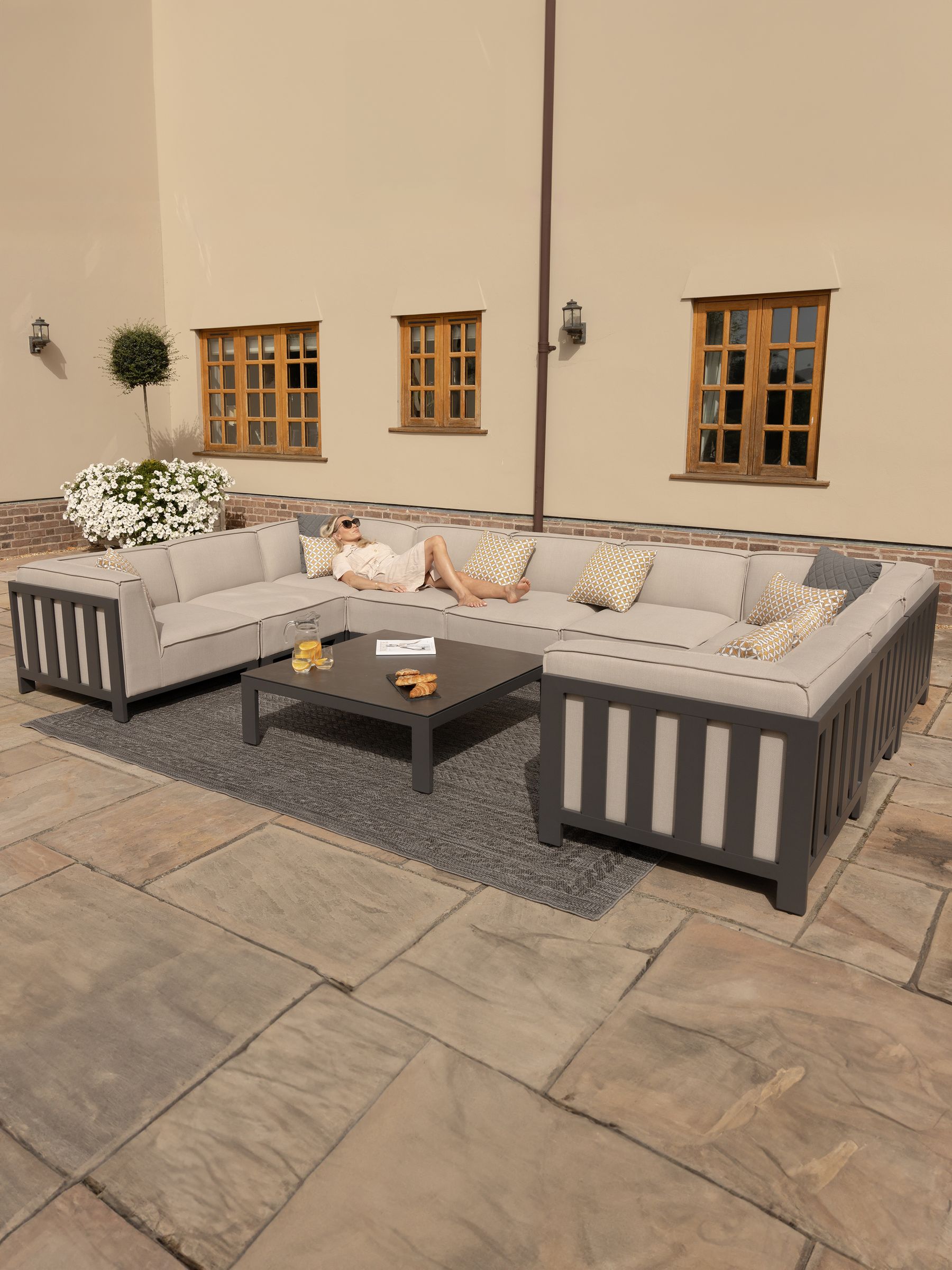 Buy Maze Oatmeal Ibiza U Shape Garden Sofa Set With Square Coffee Table from the Next UK online shop