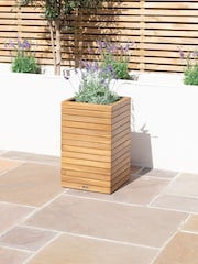Maze Acacia Wood Garden Bali Medium Planter - Image 1 of 6