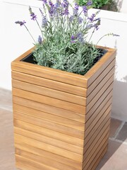 Maze Acacia Wood Garden Bali Medium Planter - Image 3 of 6