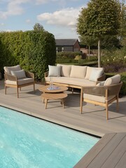 Maze Light Brown Garden Porto 5 Piece Sofa and Table Set - Image 2 of 6