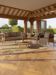 Maze Light Brown Garden Porto 5 Piece Sofa and Table Set - Image 3 of 6