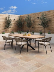 Maze Sandstone Garden Bali Rope Weave 6 Seat Oval Dining Set - Image 1 of 6