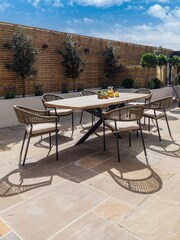 Maze Sandstone Garden Bali Rope Weave 6 Seat Oval Dining Set - Image 2 of 6