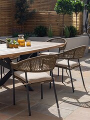 Maze Sandstone Garden Bali Rope Weave 6 Seat Oval Dining Set - Image 3 of 6