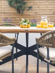 Maze Sandstone Garden Bali Rope Weave 6 Seat Oval Dining Set - Image 5 of 6