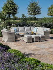 Maze Light Grey Oxford Garden Rattan Dining Set with Rising Table And Armchair - Image 1 of 6