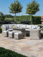 Maze Light Grey Oxford Garden Rattan Dining Set with Rising Table And Armchair - Image 2 of 6