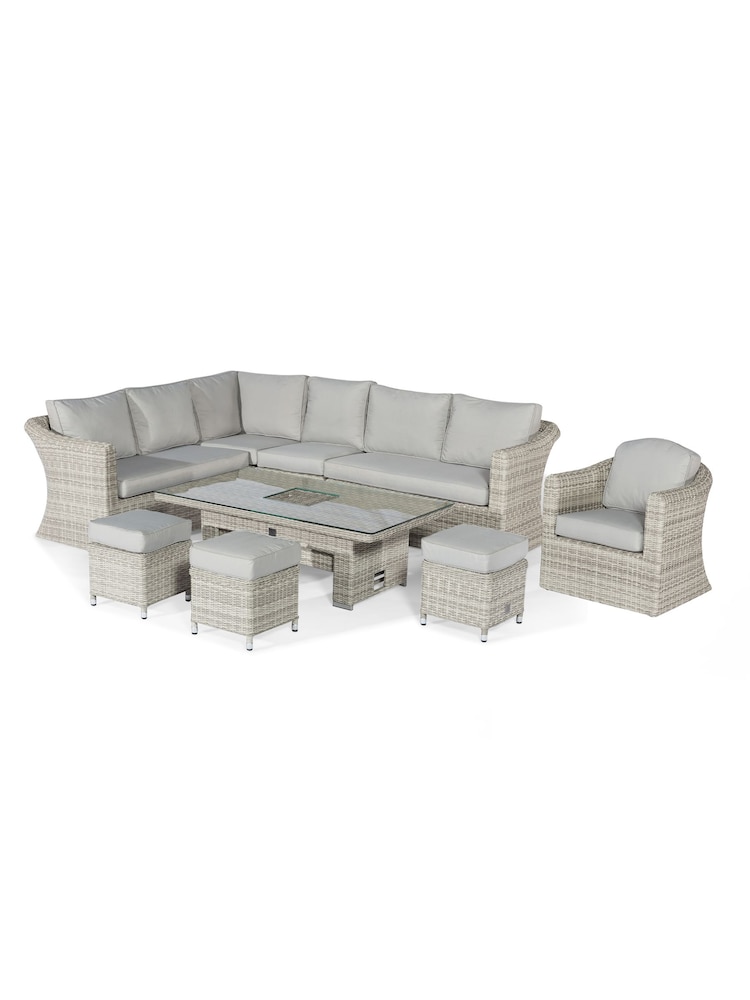 Maze Light Grey Oxford Garden Rattan Dining Set with Rising Table And Armchair - Image 6 of 6