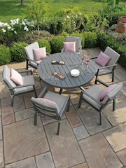 Maze Dove Grey Garden New York Round 6 Seater Dining Set - Image 3 of 6