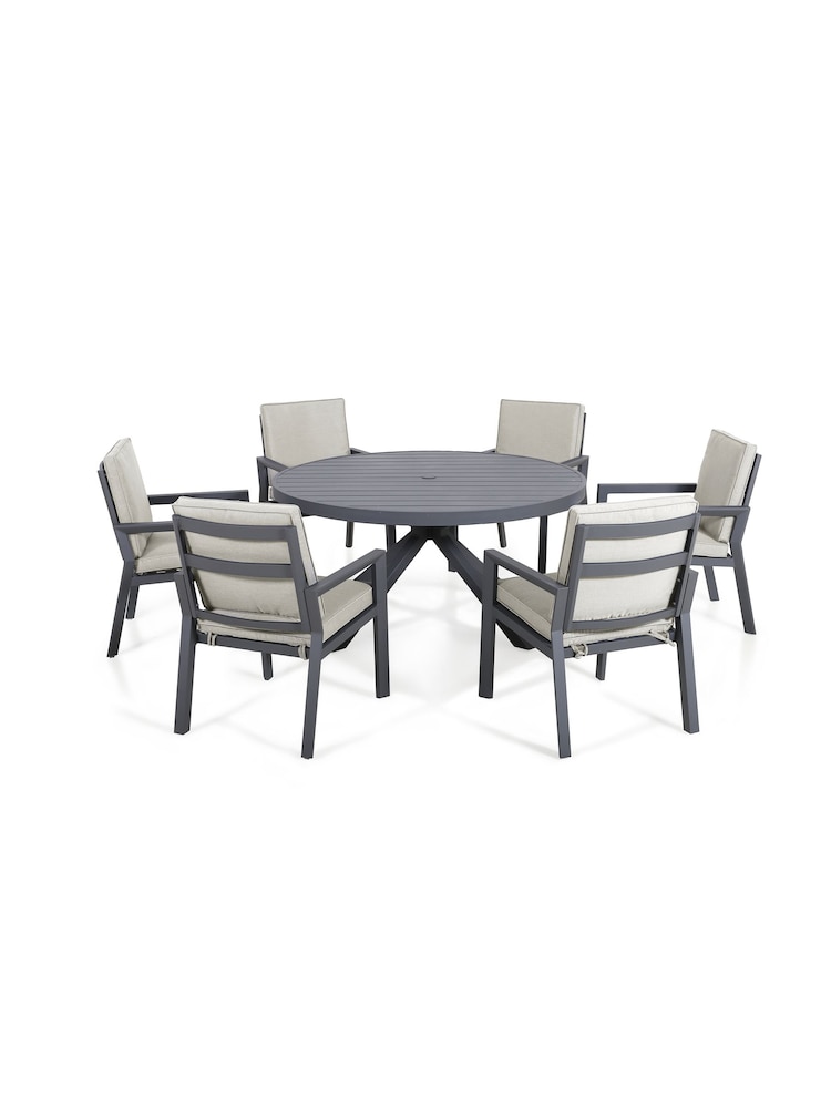 Maze Dove Grey Garden New York Round 6 Seater Dining Set - Image 6 of 6