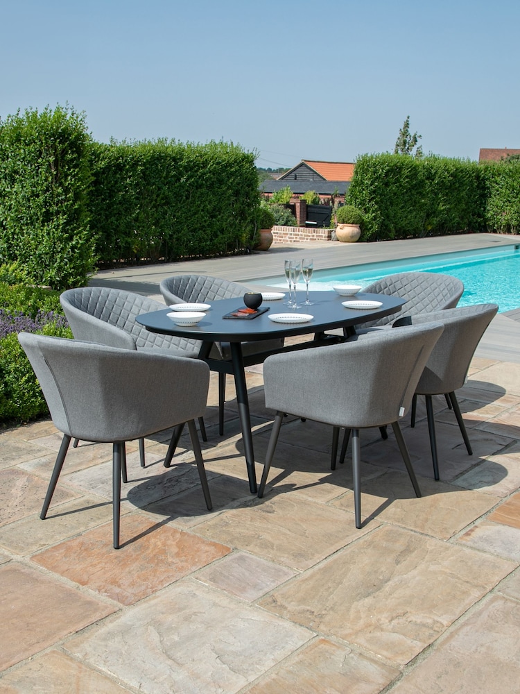 Maze Flanelle Garden Ambition 6 Seat Oval Dining Set - Image 1 of 6