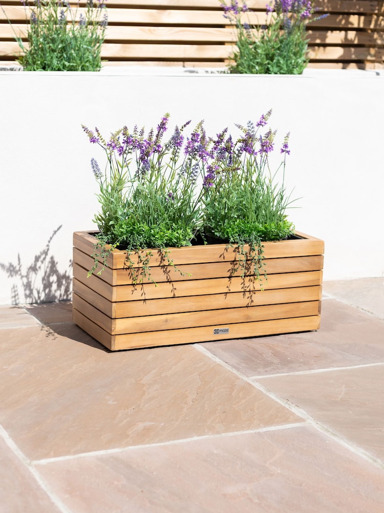Maze Acacia Wood Garden Bali Small Planter - Image 1 of 6