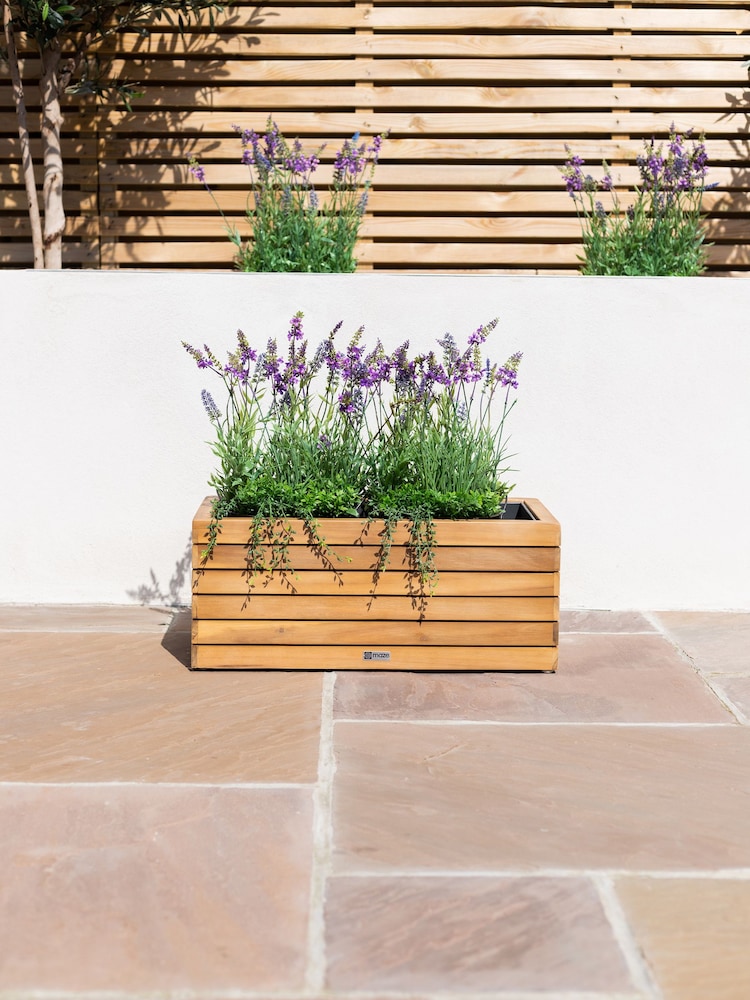 Maze Acacia Wood Garden Bali Small Planter - Image 2 of 6