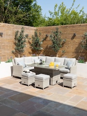 Maze Light Grey Garden Oxford Rattan Dining Set with Ice Bucket & Rising Table - Image 1 of 6