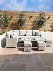 Maze Light Grey Garden Oxford Rattan Dining Set with Ice Bucket & Rising Table - Image 2 of 6