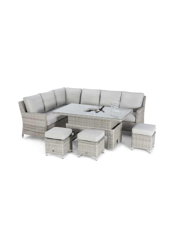 Maze Light Grey Garden Oxford Rattan Dining Set with Ice Bucket & Rising Table - Image 6 of 6