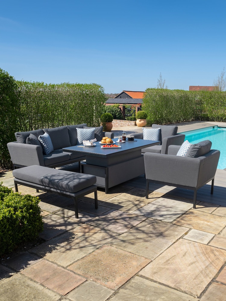 Maze Dark Grey Pulse Garden 3 Seat Sofa Dining Set with Rising Table - Image 1 of 6