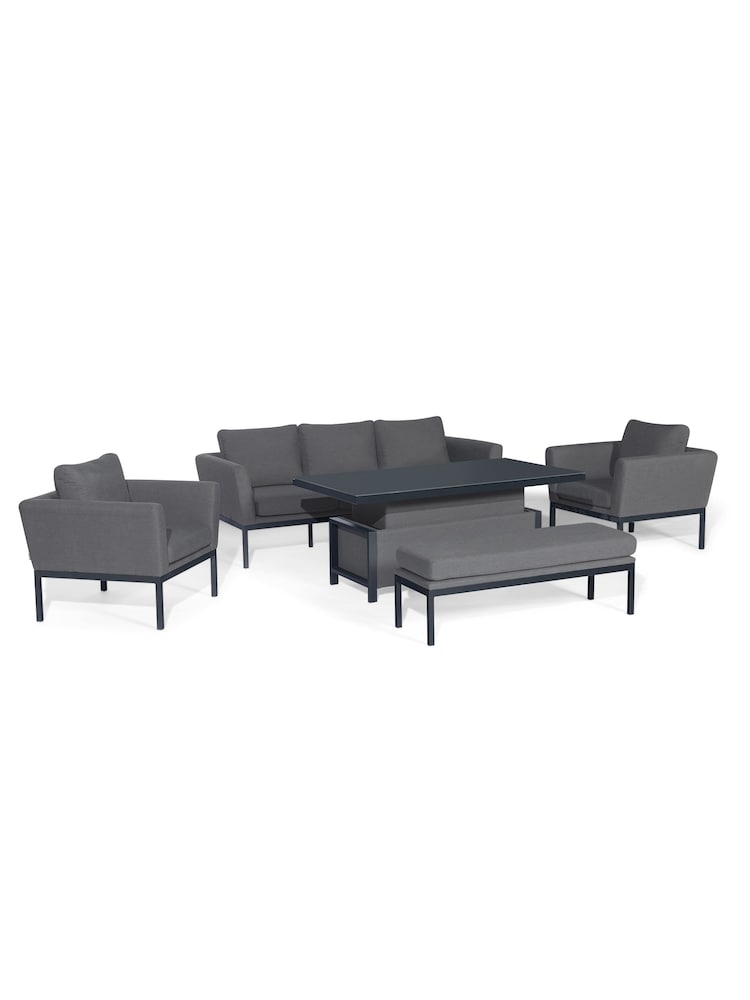 Maze Dark Grey Pulse Garden 3 Seat Sofa Dining Set with Rising Table - Image 6 of 6