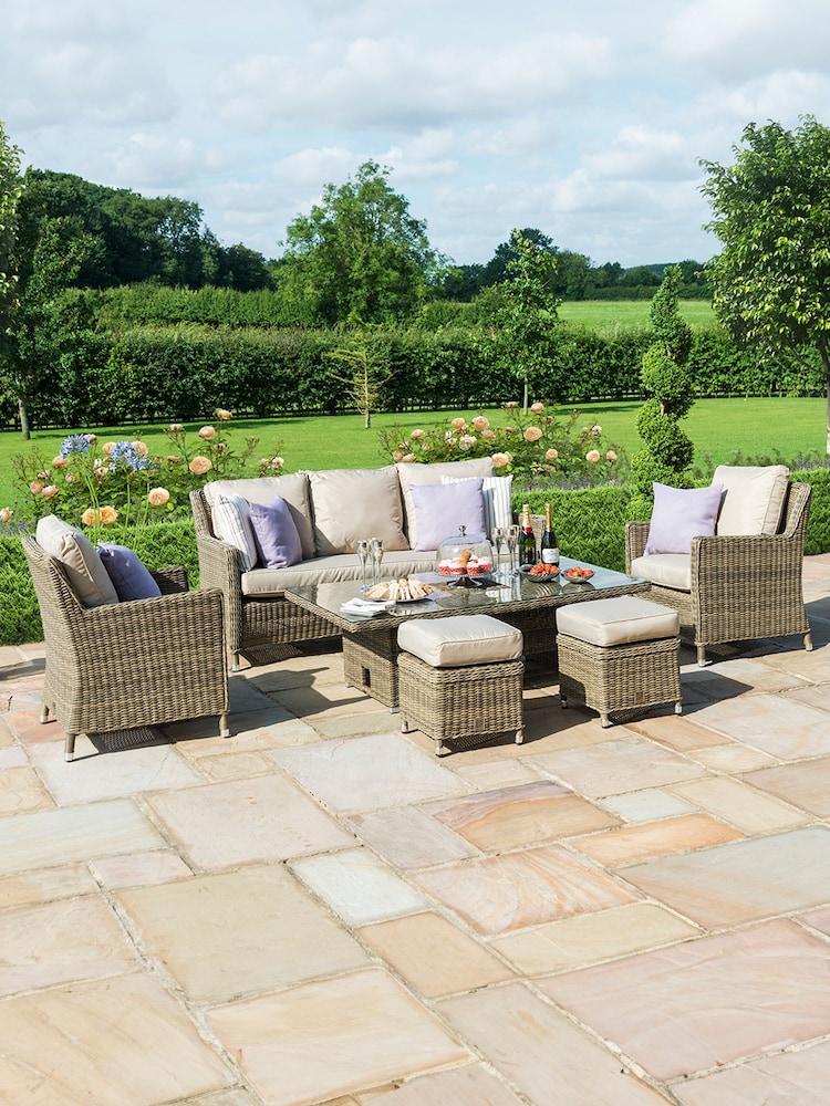 Maze Beige Winchester Garden Rattan Sofa Dining Set with Ice Bucket - Image 1 of 6