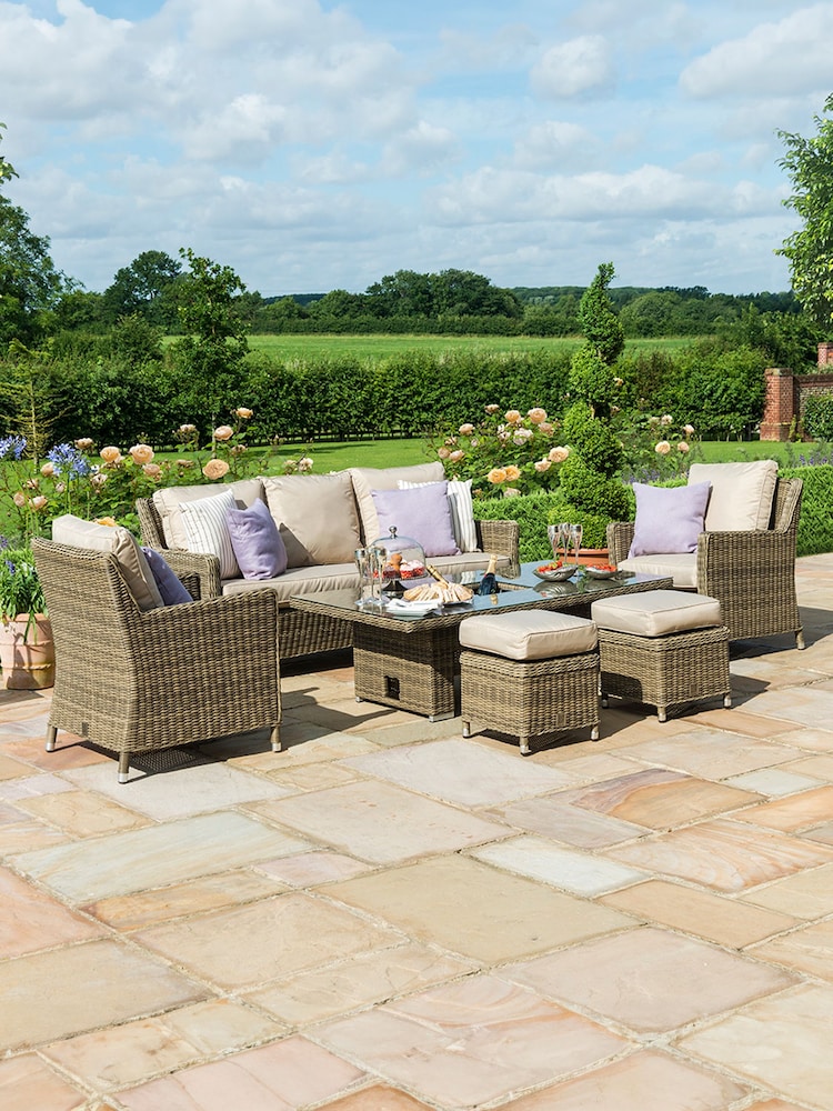Maze Beige Winchester Garden Rattan Sofa Dining Set with Ice Bucket - Image 2 of 6