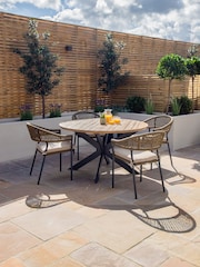 Maze Sandstone Garden Bali Rope Weave 4 Seat Round Dining Set - Image 1 of 6