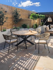 Maze Sandstone Garden Bali Rope Weave 4 Seat Round Dining Set - Image 2 of 6