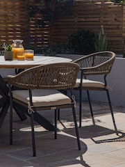 Maze Sandstone Garden Bali Rope Weave 4 Seat Round Dining Set - Image 3 of 6