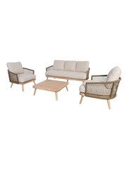 Maze Sandstone Garden Bali Rope Weave 3 Seat Lounge Set - Image 6 of 6